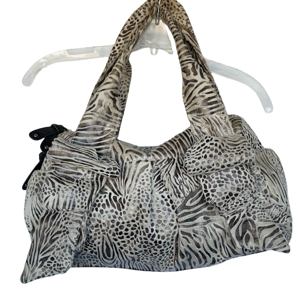 Stylish Gray Animal-Print Shoulder Bag Zebra